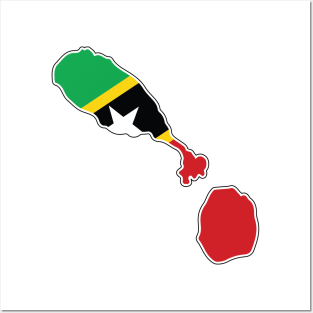 St Kitts and Nevis National Flag and Map Posters and Art